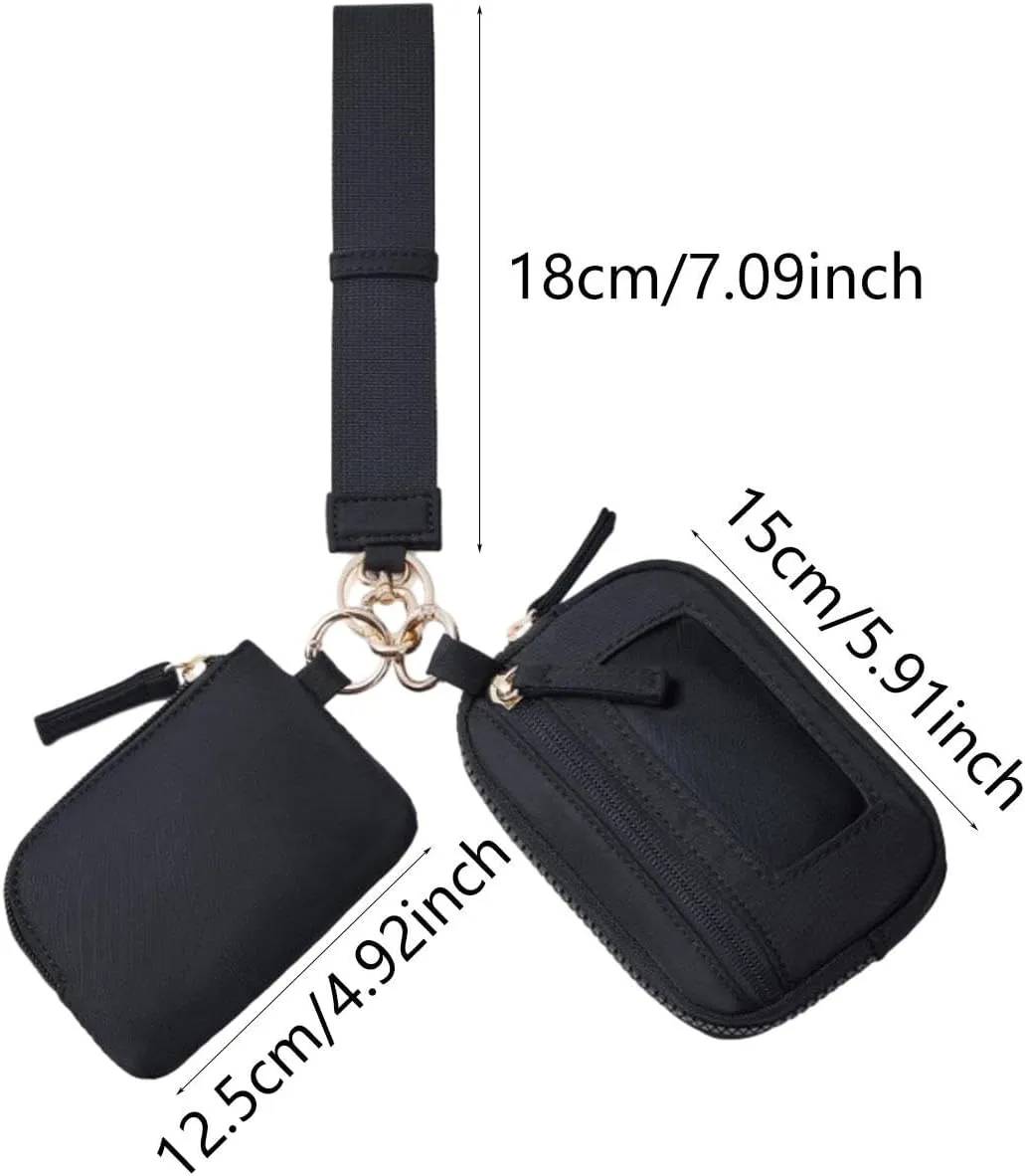 Keychain Wristlet Wallet Small Wallet with Keyring Portable Trendy Women Men Purse for Valentines Gift Backpacking Traveling