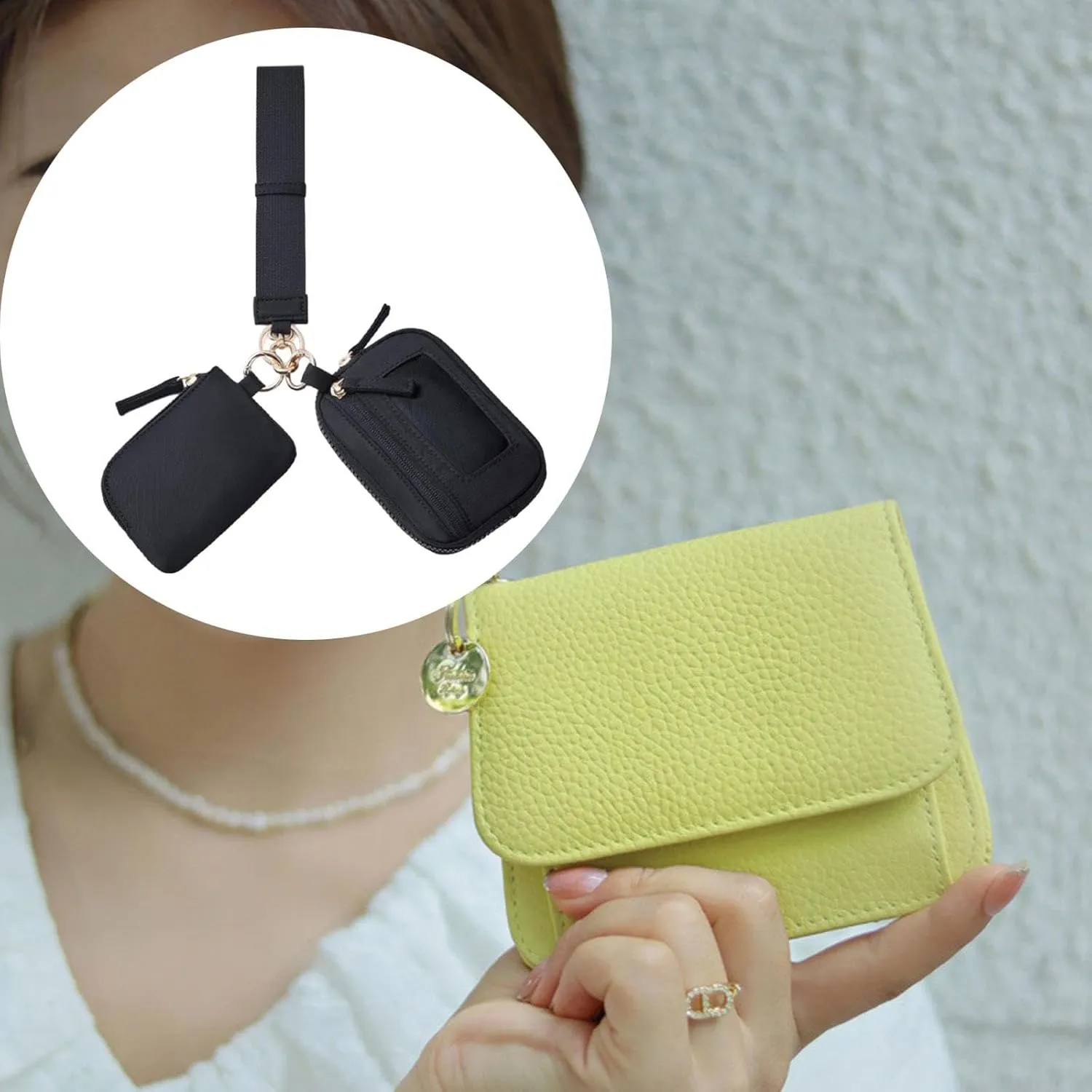Keychain Wristlet Wallet Small Wallet with Keyring Portable Trendy Women Men Purse for Valentines Gift Backpacking Traveling