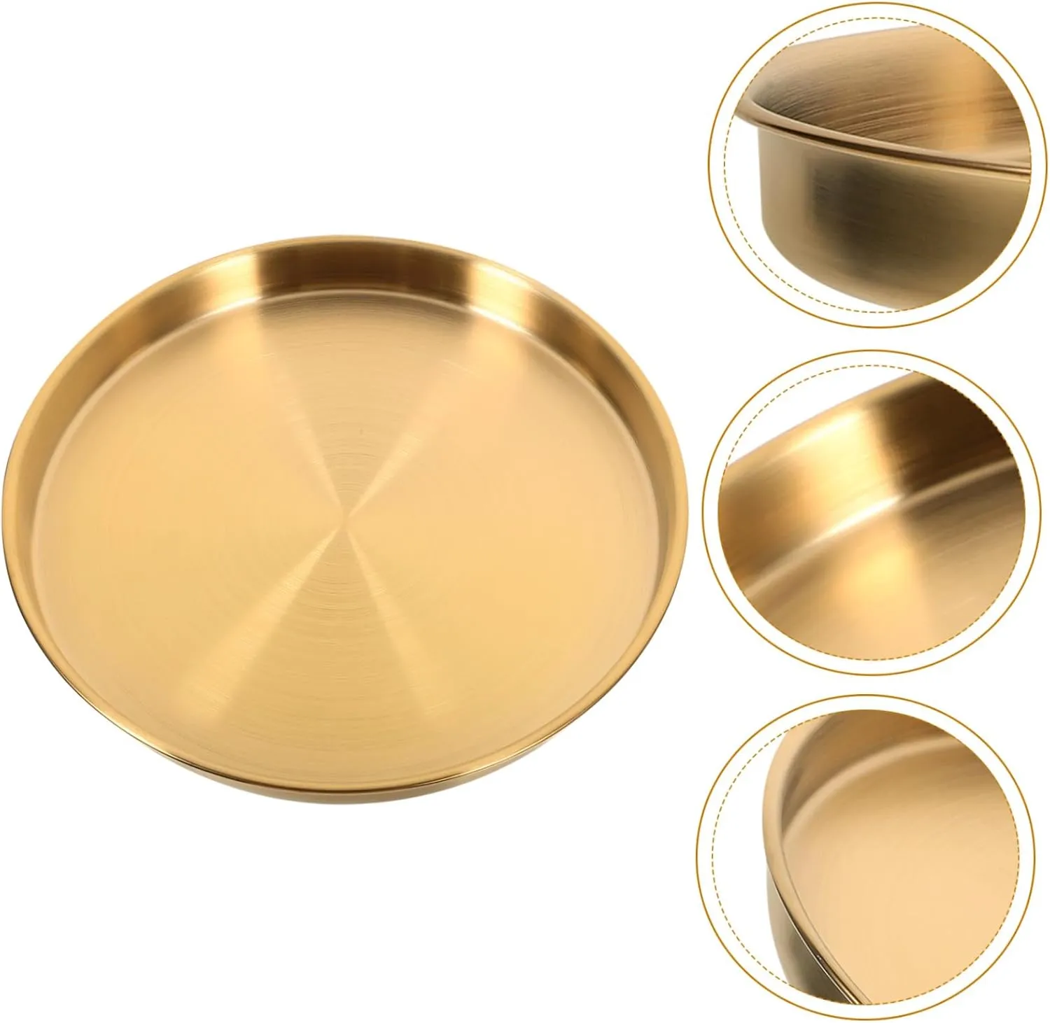 KICHOUSE Stainless Steel Plates Round Serving Food Dish for Camping Bbq Baking Kitchen