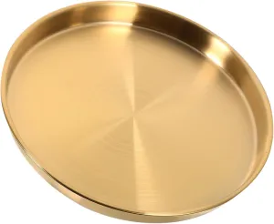 KICHOUSE Stainless Steel Plates Round Serving Food Dish for Camping Bbq Baking Kitchen