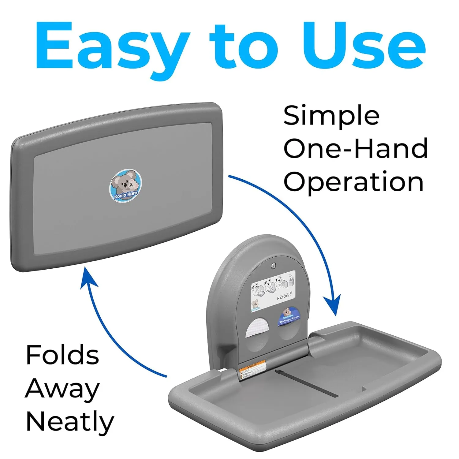Koala Kare Surface-Mounted Horizontal Baby Changing Station, Model KB300-01 (Grey)