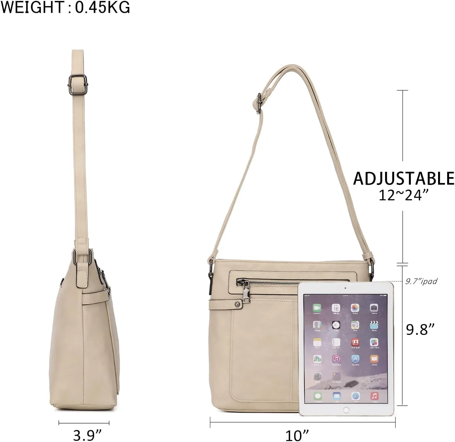 KouLi Buir Crossbody Purses for Women PU Leather Shoulder Bags Multi Pocket Cross Over Bag