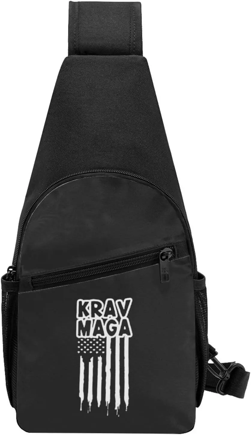 Krav Maga American Flag Unisex Chest Bag Lightweight Crossbody Shoulder Bag Travel Pocket