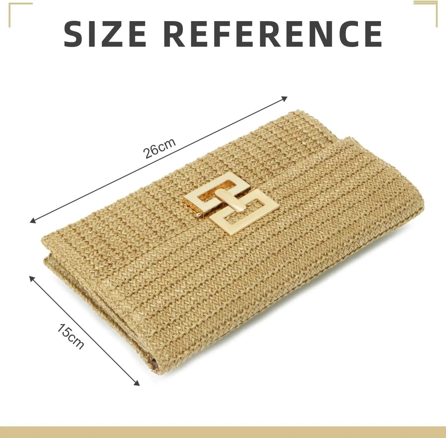 KUANG! Straw Clutch Purse for Women Beach Woven Bag Envelope Evening Clutch Straw Handbag