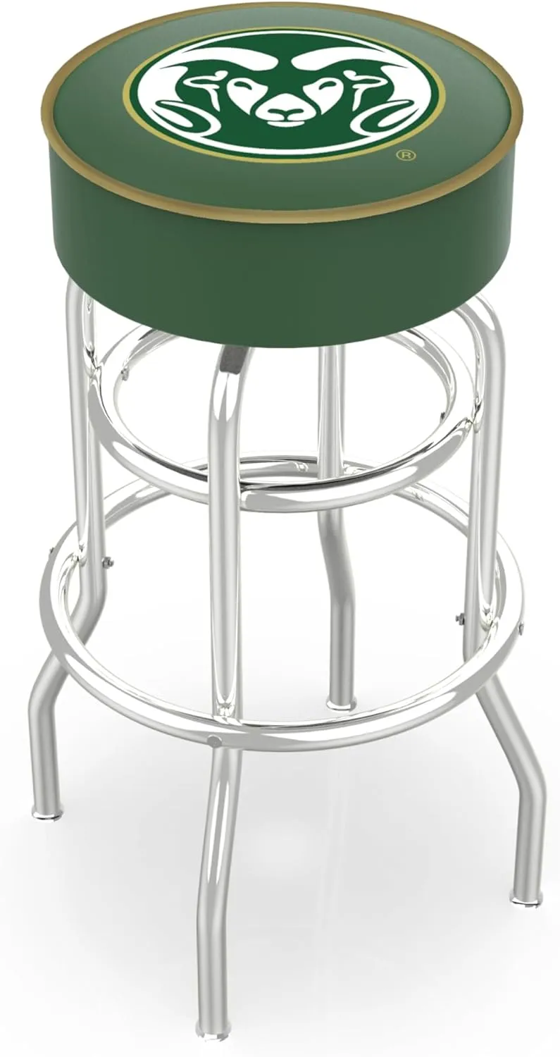 L7C1 Colorado State 25" Double-Ring Swivel Counter Stool with Chrome Finish