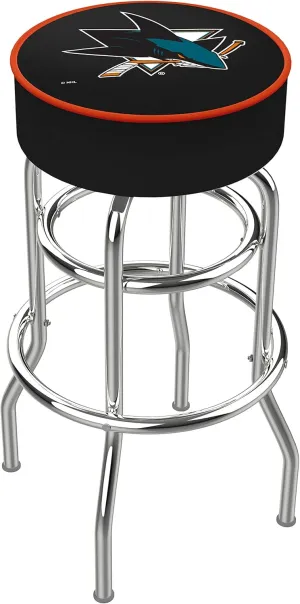 L7C1 San Jose Sharks 25" Double-Ring Swivel Counter Stool with Chrome Finish