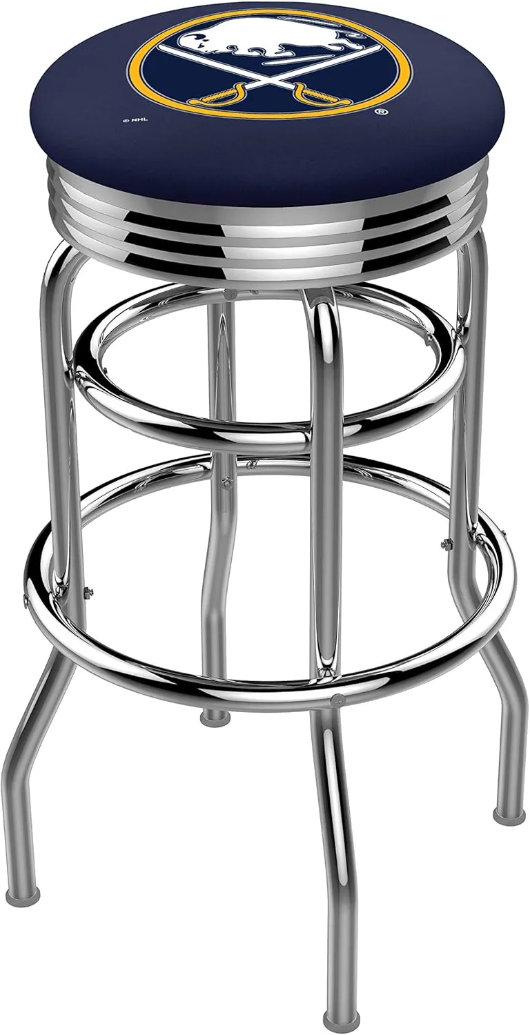 L7C3C Buffalo Sabres 30" Double-Ring Swivel Bar Stool with Chrome Finish