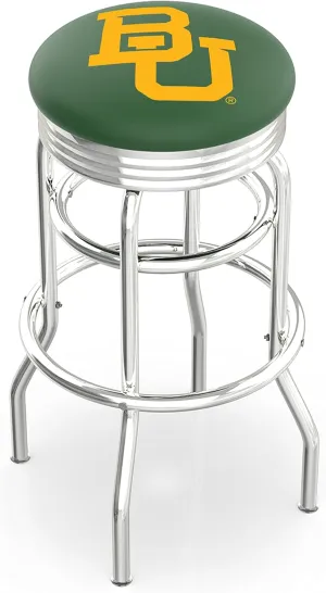 L7C3C - Chrome Double Ring Baylor Swivel Bar Stool with 2.5" Ribbed Accent Ring by The Holland Bar Stool Company