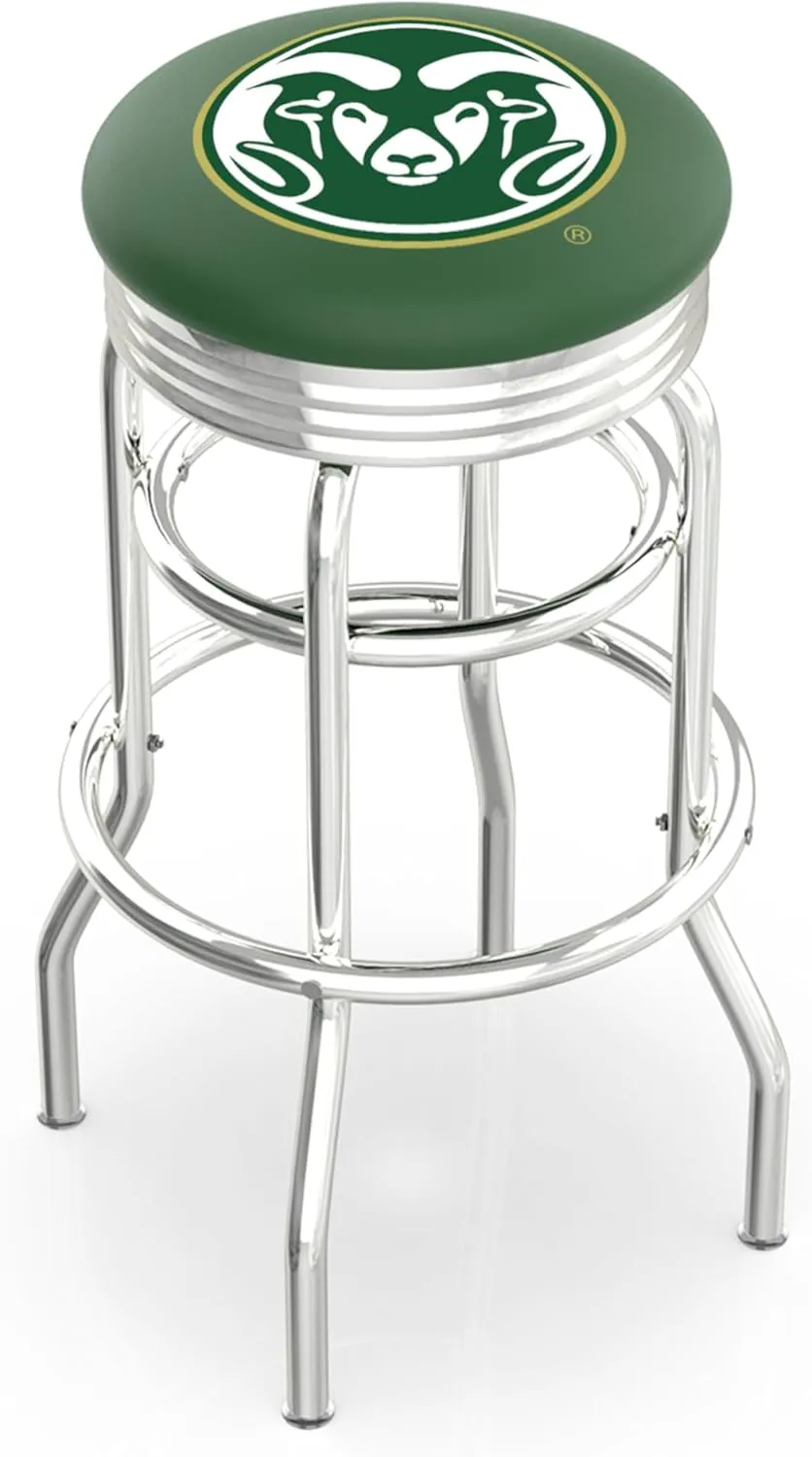 L7C3C Colorado State 25" Double-Ring Swivel Counter Stool with Chrome Finish