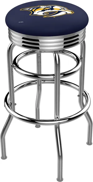 L7C3C Nashville Predators 25" Double-Ring Swivel Counter Stool with Chrome Finish