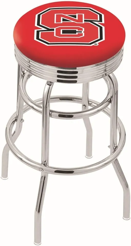 L7C3C North Carolina State 25" Double-Ring Swivel Counter Stool with Chrome Finish
