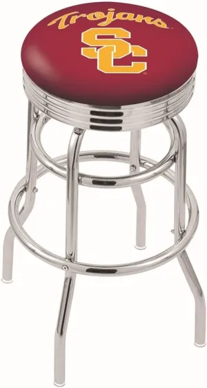 L7C3C USC Trojans 25" Double-Ring Swivel Counter Stool with Chrome Finish