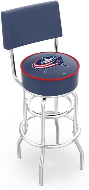 L7C4 Columbus Blue Jackets 25" Double-Ring Swivel Counter Stool with Chrome Finish
