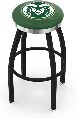L8B2C Colorado State 25" Swivel Counter Stool with a Black Wrinkle and Chrome Finish