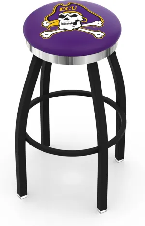 L8B2C East Carolina 36" Swivel Bar Stool with a Black Wrinkle and Chrome Finish