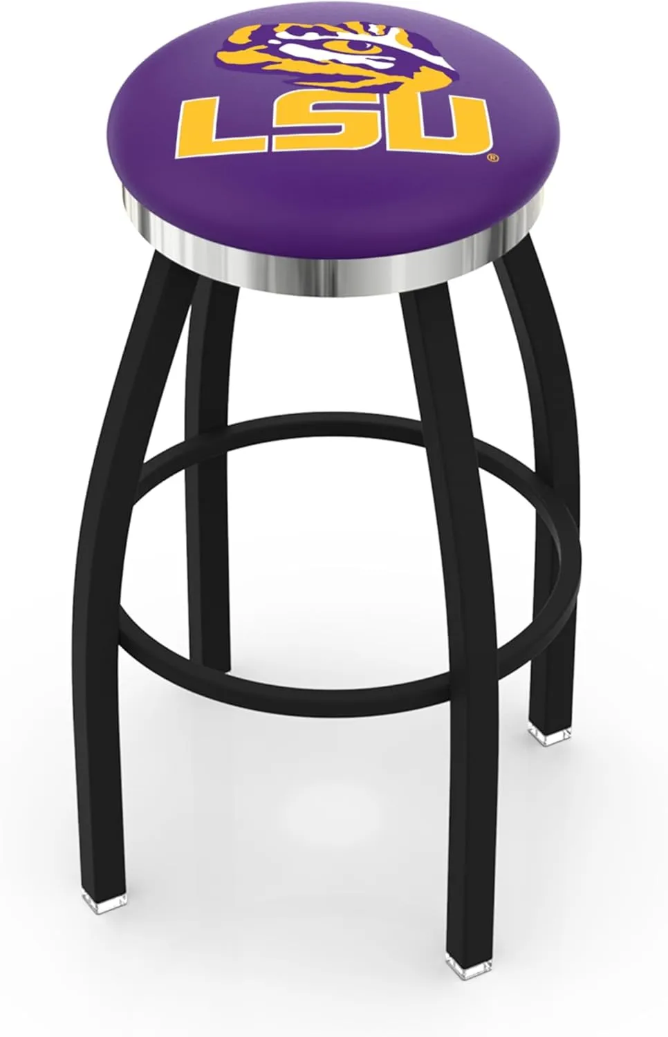 L8B2C Louisiana State 36" Swivel Bar Stool with a Black Wrinkle and Chrome Finish