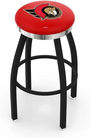L8B2C Ottawa Senators 30" Swivel Bar Stool with a Black Wrinkle and Chrome Finish