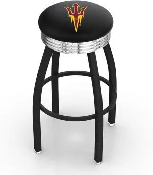 L8B3C Arizona State (Pitchfork) 25" Swivel Counter Stool with a Black Wrinkle and Chrome Finish