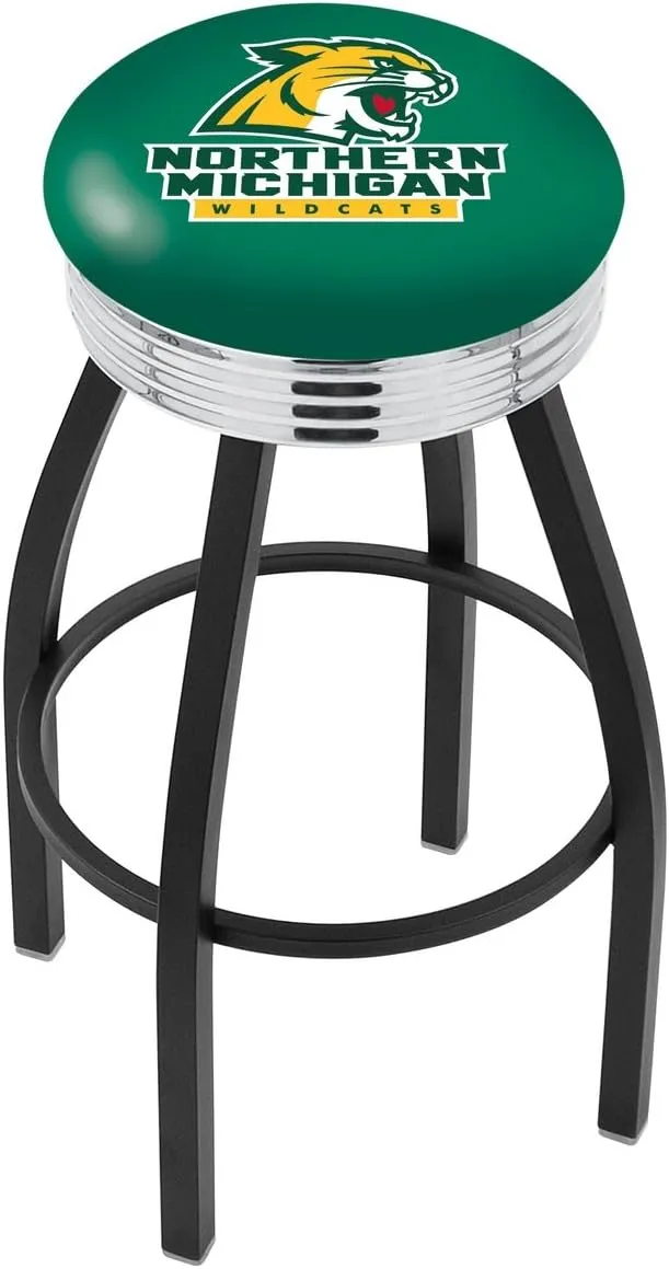 L8B3C Northern Michigan 30" Swivel Bar Stool with a Black Wrinkle and Chrome Finish