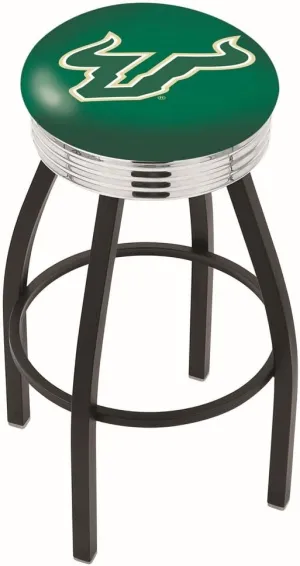L8B3C South Florida 25" Swivel Counter Stool with a Black Wrinkle and Chrome Finish