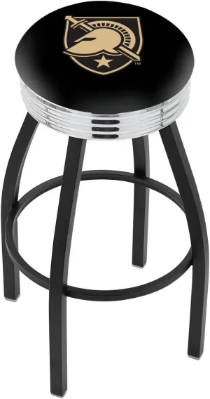 L8B3C US Military Academy (Army) 25" Swivel Counter Stool with a Black Wrinkle and Chrome Finish