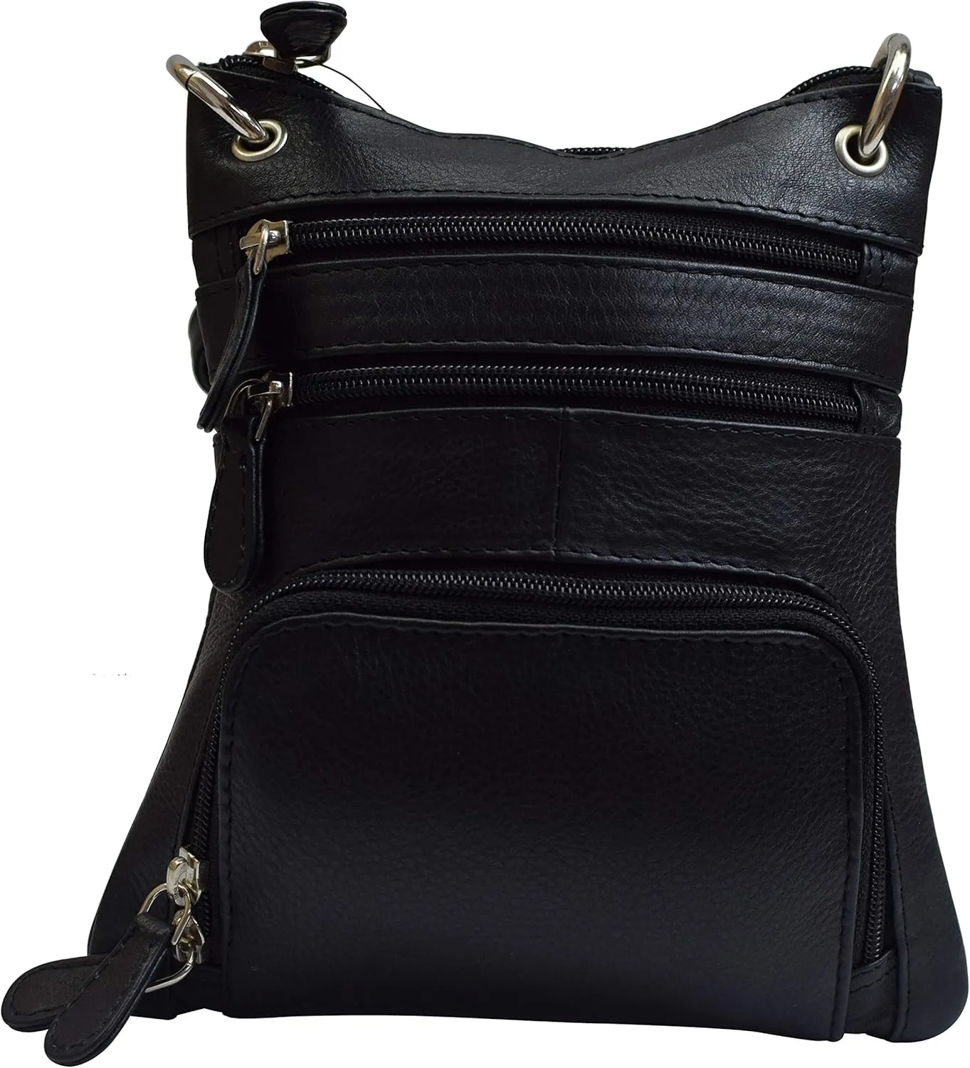 Ladies Genuine Leather Multi-Pocket Crossbody Purse Handbag for Women