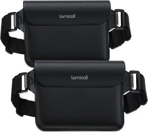 Lamicall Waterproof Fanny Pack - [2Pack] [Easy Handling] Dry Bags Waterproof Pouch with Elastic Waist Strap for Swimming, Beach, Kayaking, Cruise Ship Essentials, 8.7” for iPhone 16 15 14 13 Pro Max
