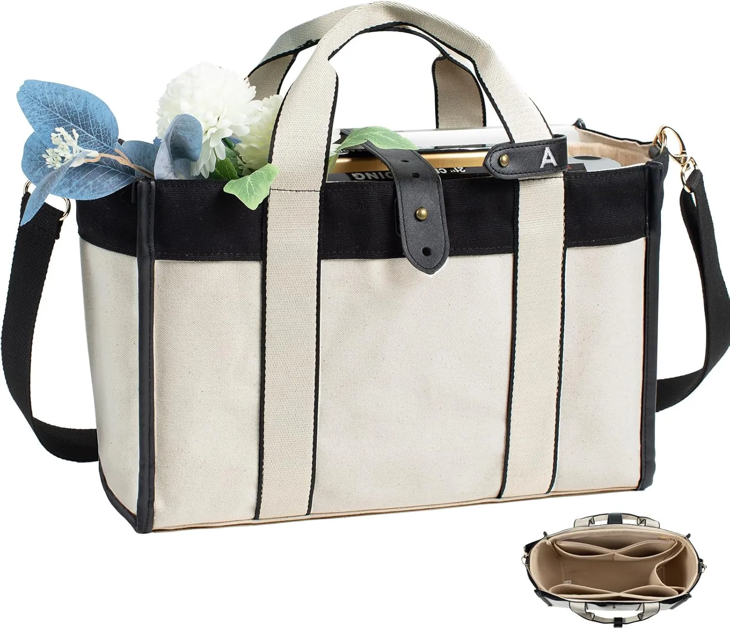 Large Canvas Tote bag for Women -Tote Bag with Compartments -Canvas Bags With Pockets - Teacher Bag - Trave Tote Bag