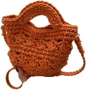 Large capacity Bag Colorful and Compact Straw Handbag: Illuminate Fashionable Outing Moments Ladies shoulder Bag(Orange)