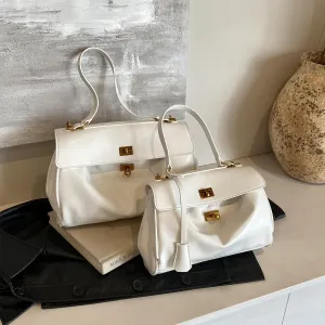 Large Capacity Underarm Bag for Women, Leather-Look Top Handle Purse with Double Latch, 4 Colors