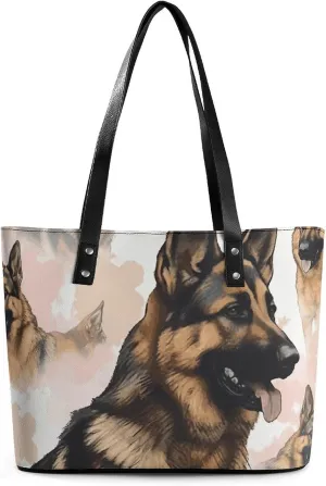 Large Grocery Bags Beach Tote German Shepherd Dog Lovers Bag for Women Shoulder Bag for Travel Work Handbag