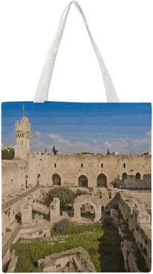 Large Grocery Bags Beach Tote Israel at The Tower of David Shopping Bag for Women Shoulder Bag for Travel Work Handbag