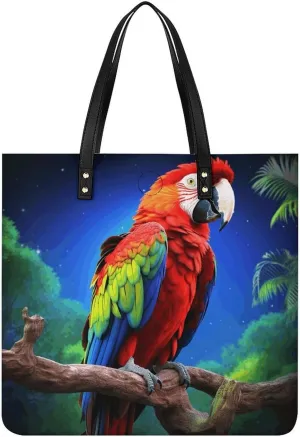Large Grocery Bags Beach Tote Parrot Bag for Women Shoulder Bag for Travel Work Handbag
