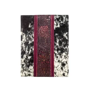 Large Notepad Cover - Black & White w/ Burgundy Croc
