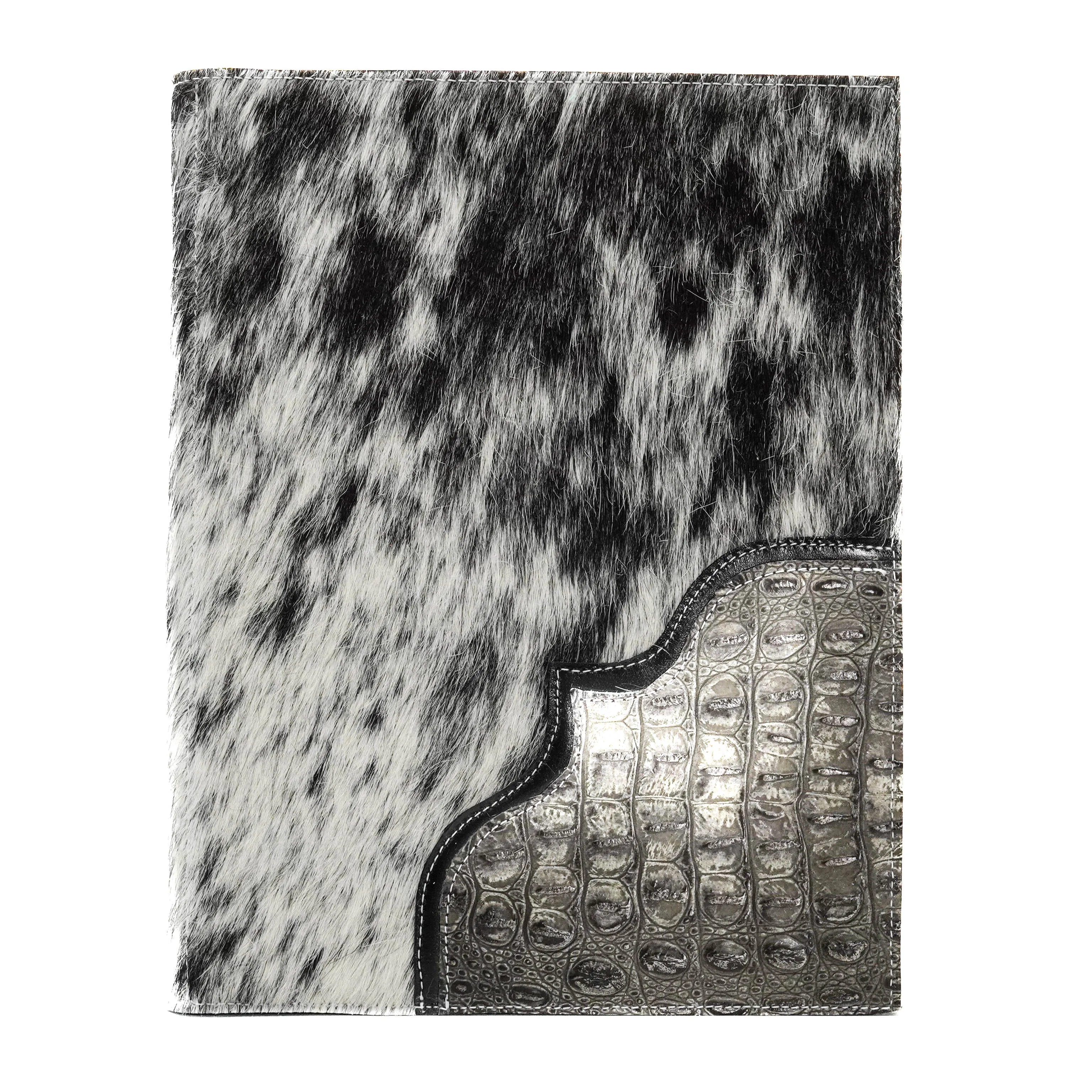 Large Notepad Cover - Black & White w/ Smoke Show Croc