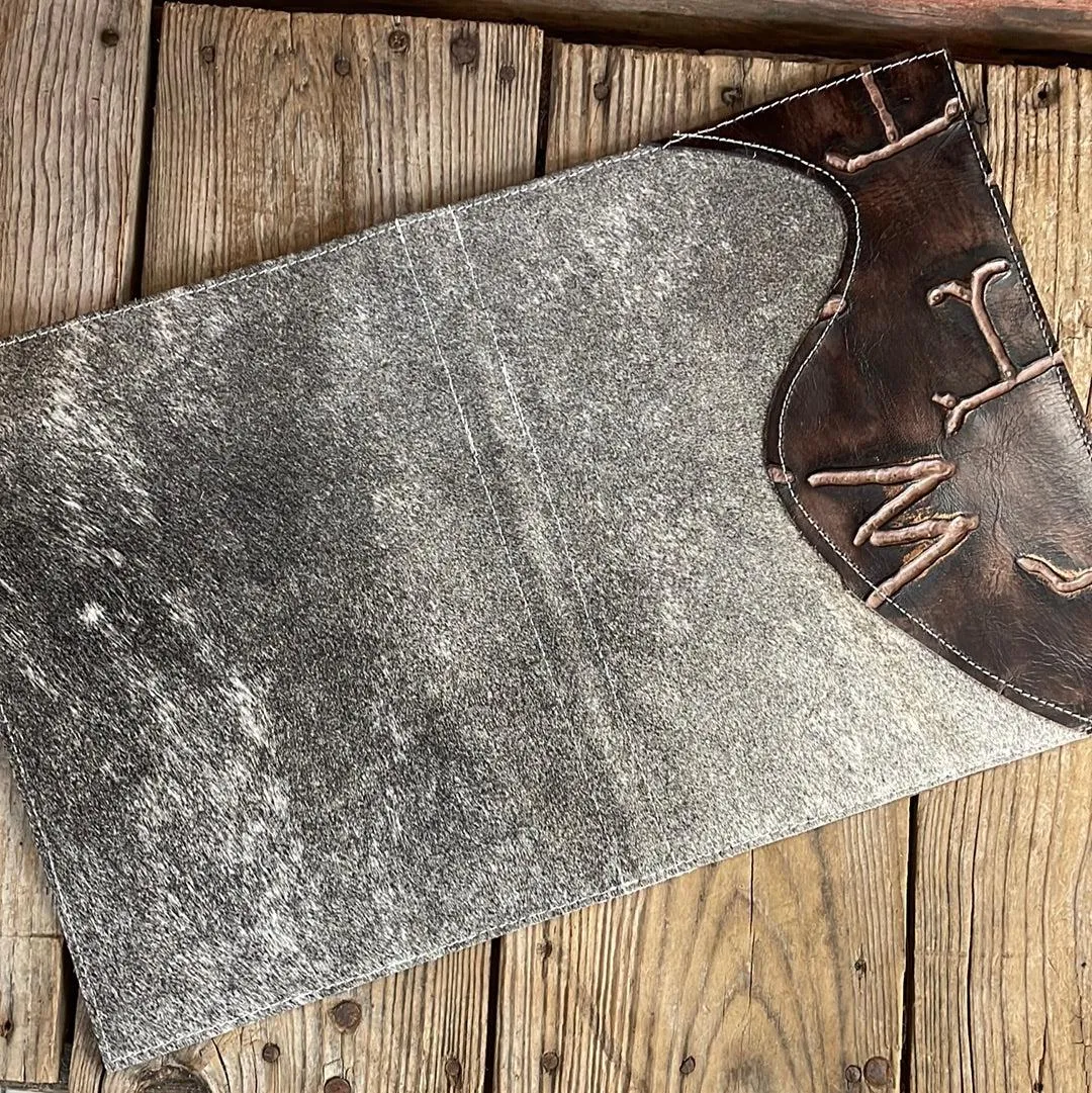 Large Notepad Cover - Grey Brindle w/ Mahogany Brands