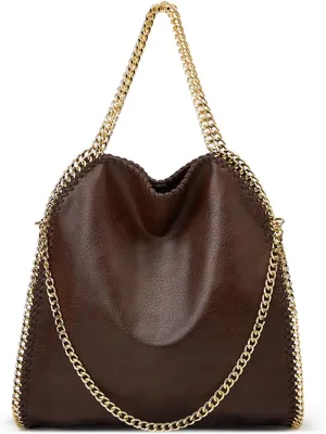Large Shoulder Bag for Women, Leather Chain Tote Handbag, Designer Hobo Purse, Luxury Crossbody Bag
