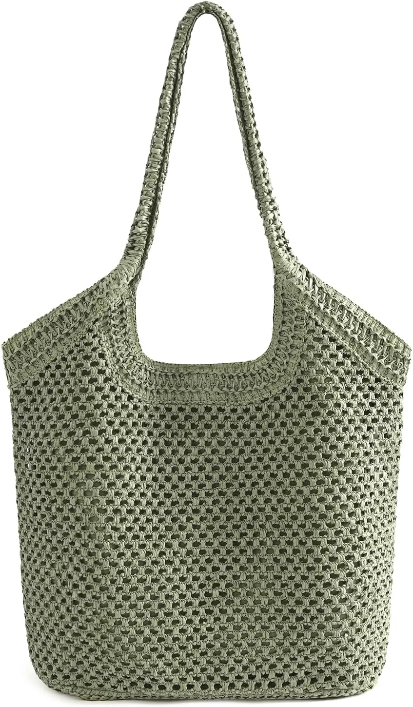 Large Straw Mesh Beach Bag The Tote Shoulder Bag for Women Beach Vacation Essentials Clutch Purses for Women