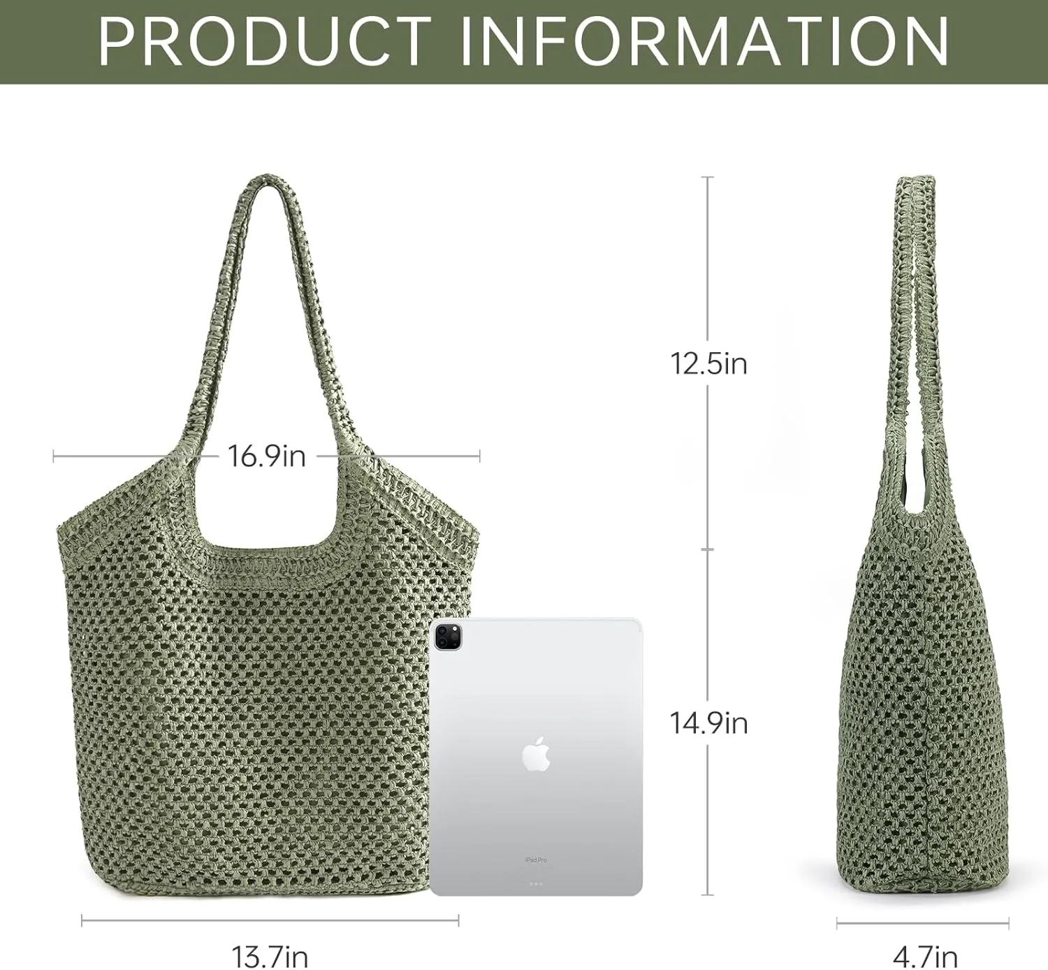 Large Straw Mesh Beach Bag The Tote Shoulder Bag for Women Beach Vacation Essentials Clutch Purses for Women