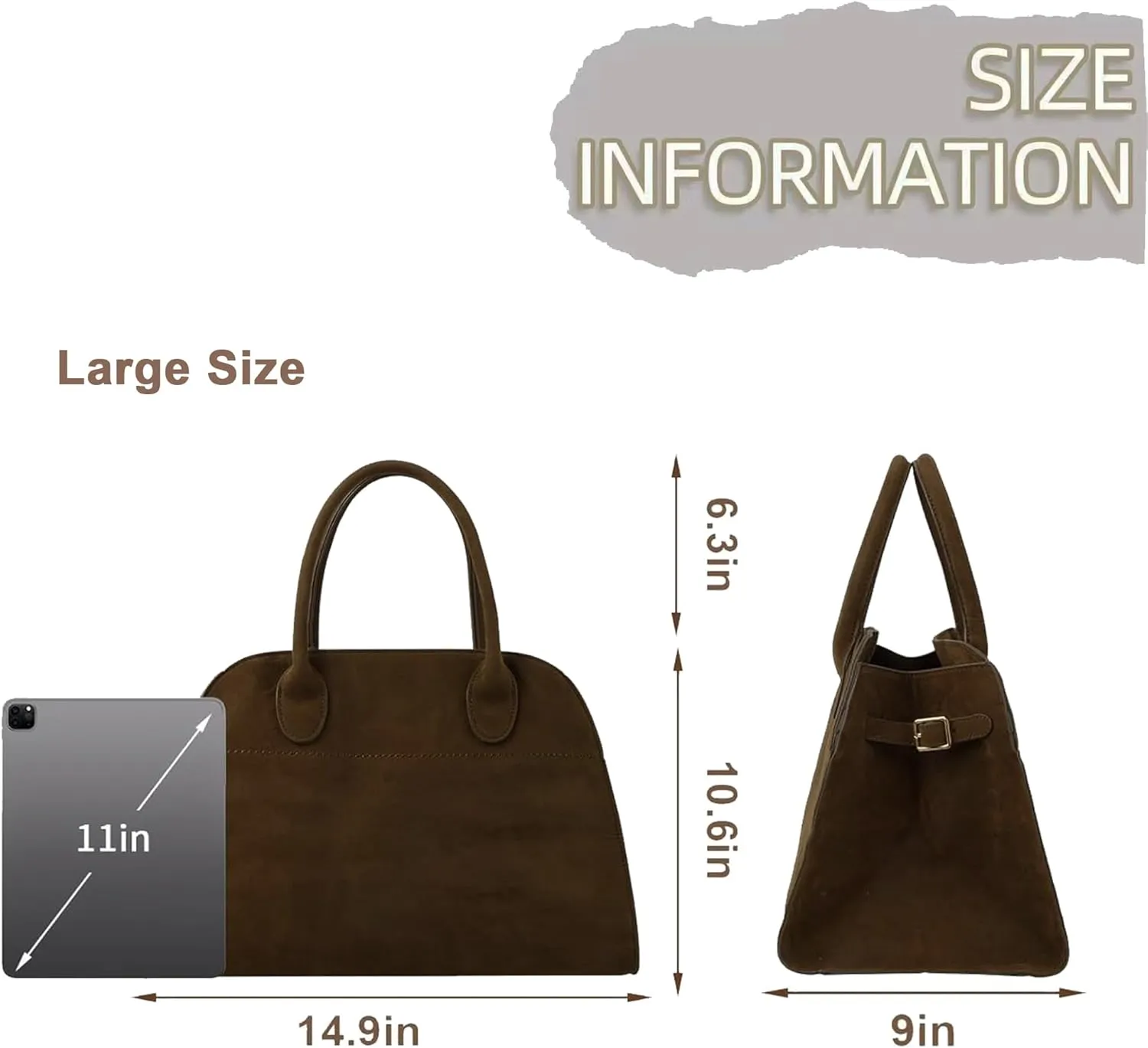 Large Suede Tote Bag For Women,Suede Retro Shoulder Bag,Crossbody Bag Faux Leather Handbag Trendy Work With shoulder strap