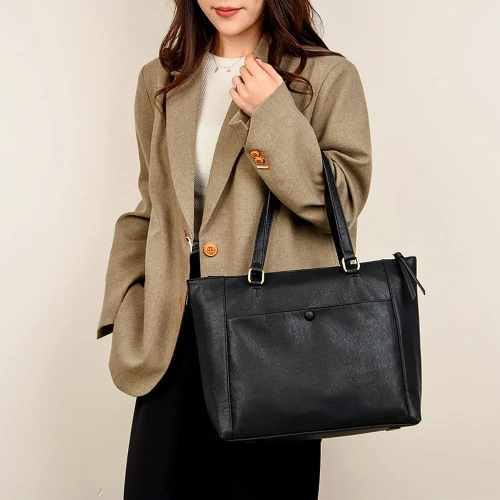 Large Tote Bag for Women Vegan Leather Tote Bag with Zipper Ladies Travel Work Purses and Handbags