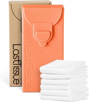 LastTissue® Reusable Cotton Tissue Pack – Sustainable, Durable, Eco-Conscious, Portable & Washable Facial Tissues for Men and Women with Travel Handkerchief Storage Case