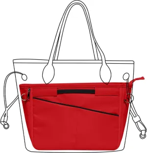 Lckaey Nylon Purse Organizer for neverfull Tote Handbag insert Organizers for longchamp and goyard tote insert 3096Red-L