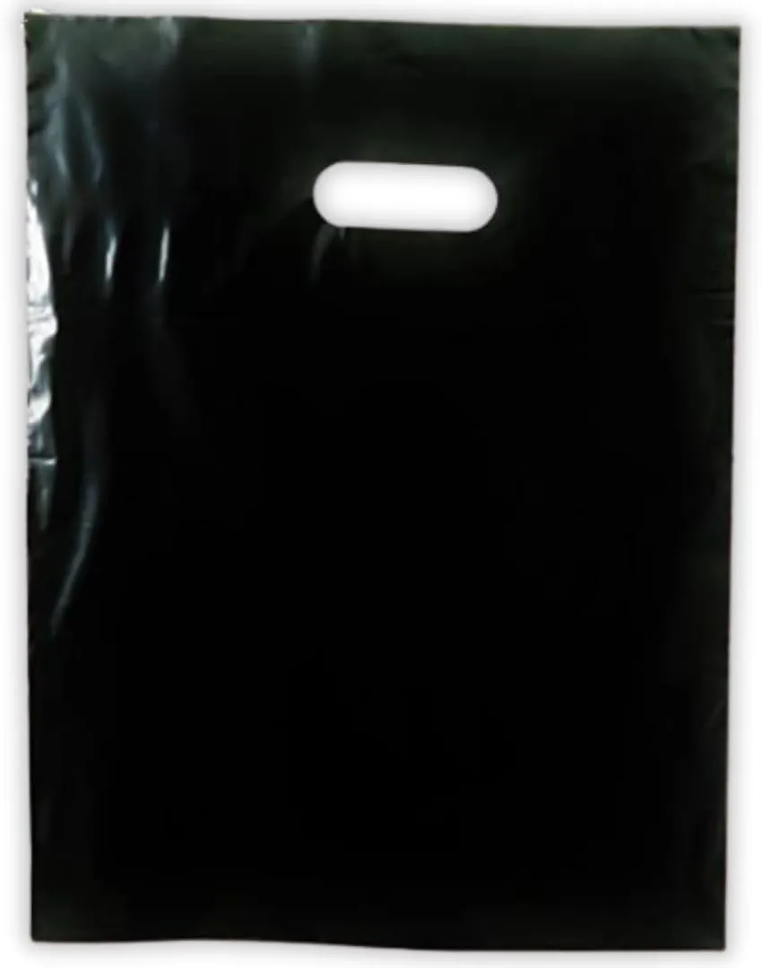 LDPE Die Cut Merchandies Bags - 12"x15" - 500 Bags - 1.5 mil - Black - 1215DCBLACK