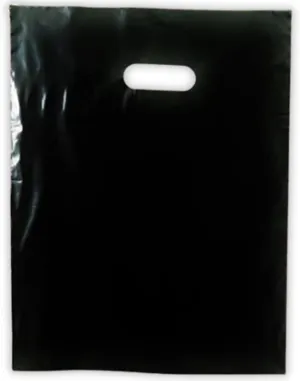 LDPE Die Cut Merchandies Bags - 12"x15" - 500 Bags - 1.5 mil - Black - 1215DCBLACK