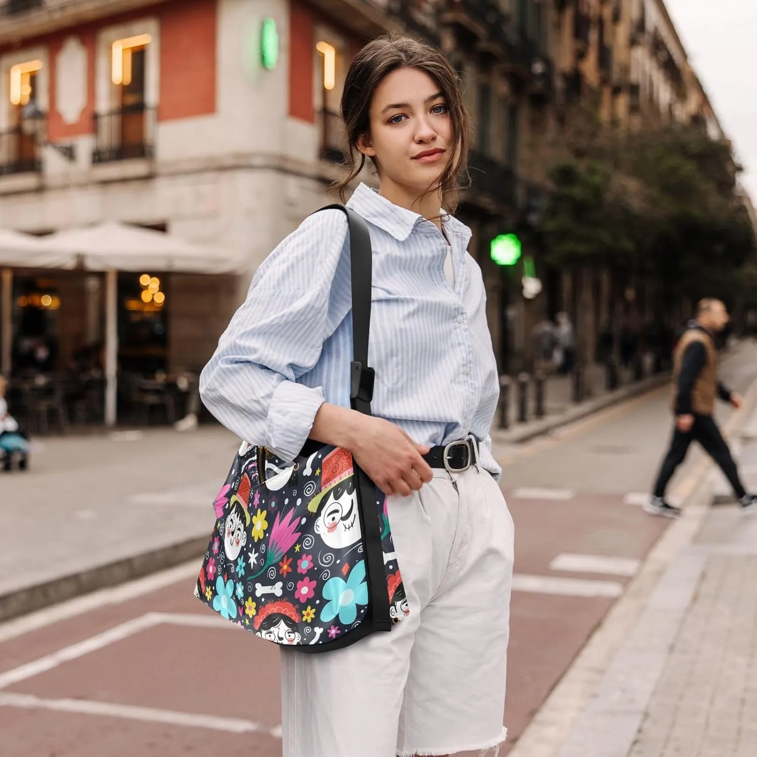 Leather Crossbody Shoulder Tote Bag for Women and Men W/Multi-pocket Casual Purse Messenger Bags Travel Work Multicolor 1