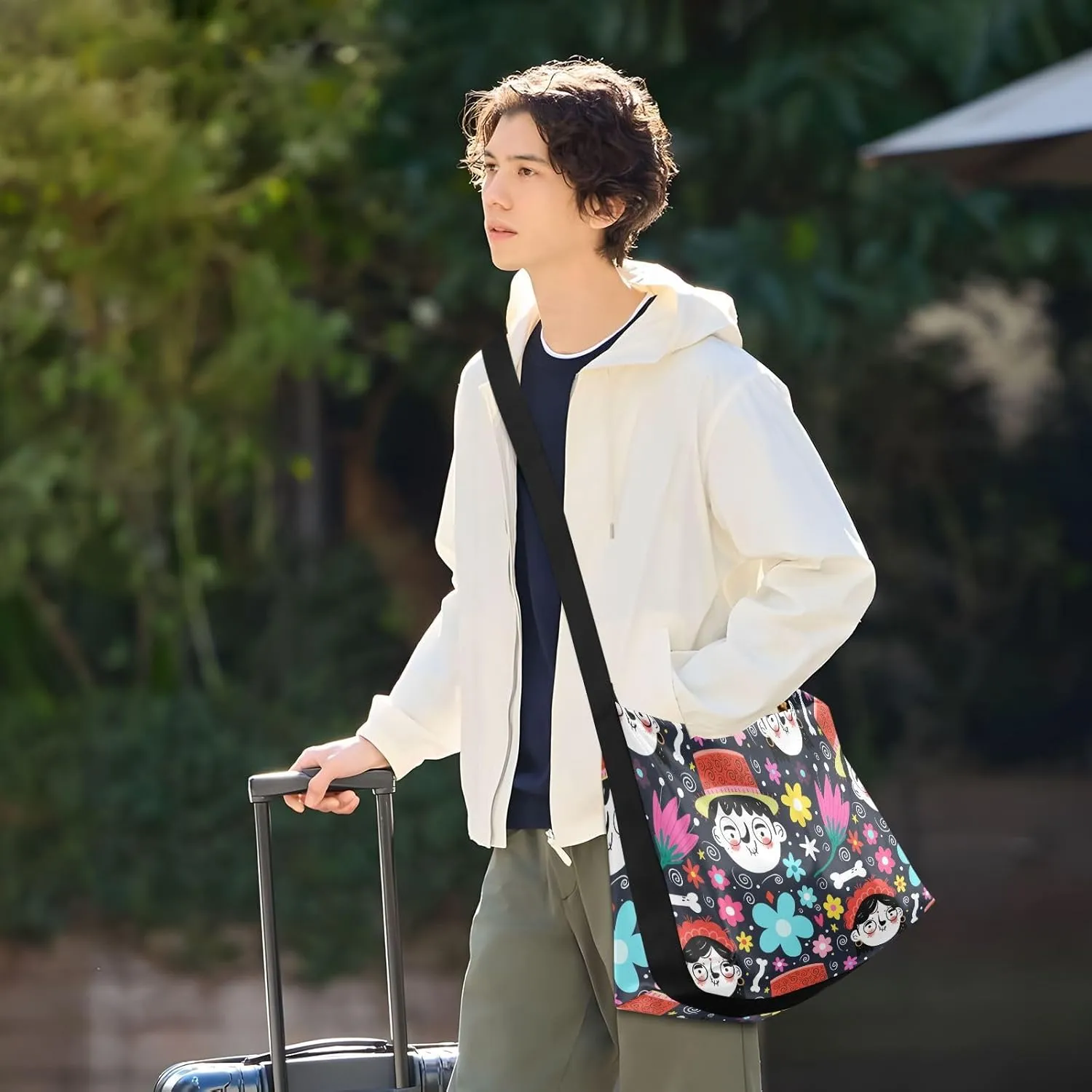 Leather Crossbody Shoulder Tote Bag for Women and Men W/Multi-pocket Casual Purse Messenger Bags Travel Work Multicolor 1