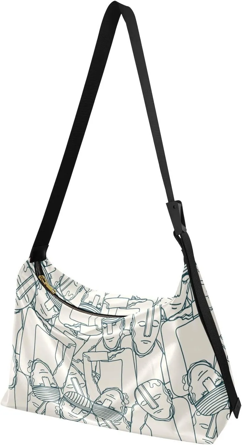 Leather Crossbody Shoulder Tote Bag for Women and Men W/Multi-pocket Casual Purse Messenger Bags Travel Work Multicolor 1
