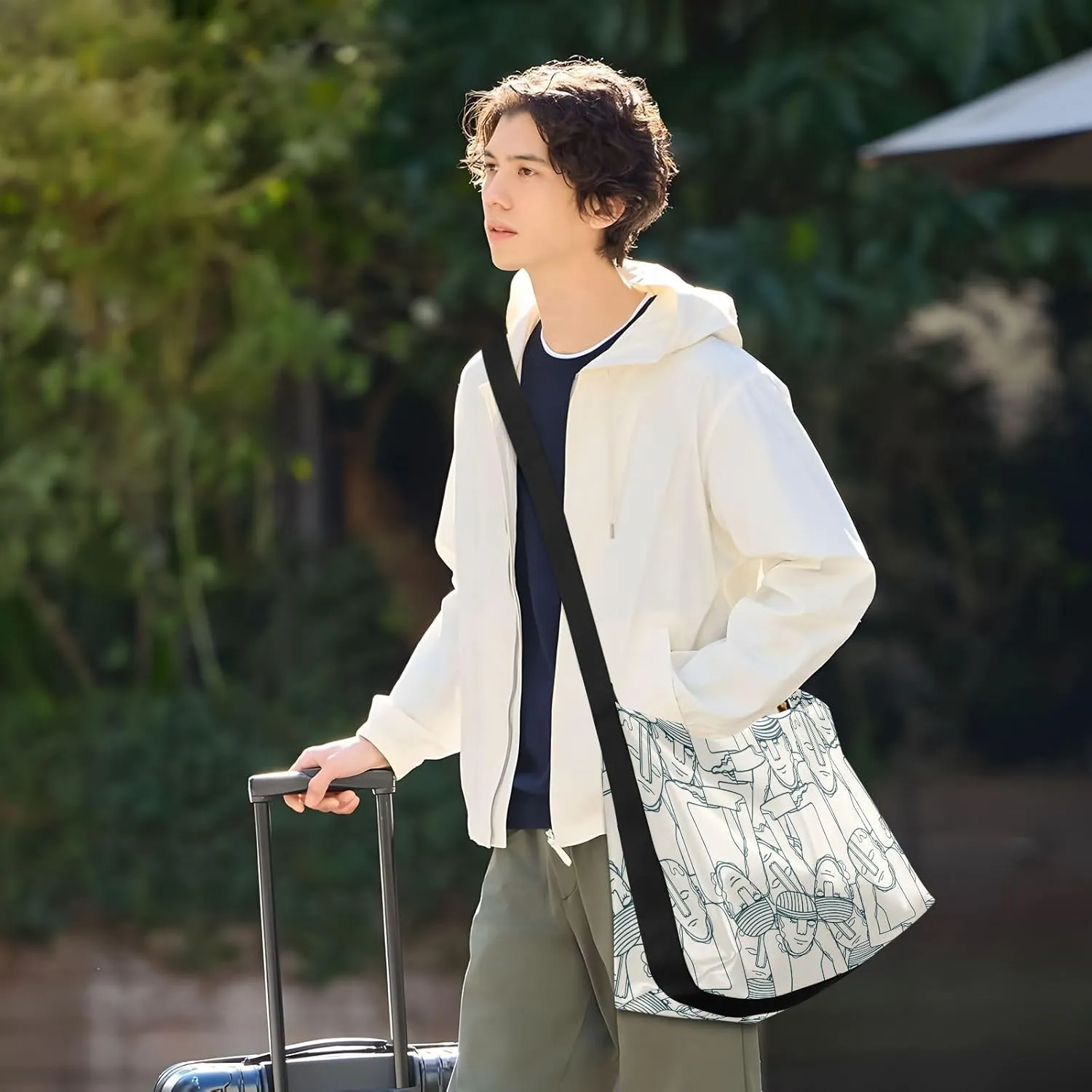 Leather Crossbody Shoulder Tote Bag for Women and Men W/Multi-pocket Casual Purse Messenger Bags Travel Work Multicolor 1