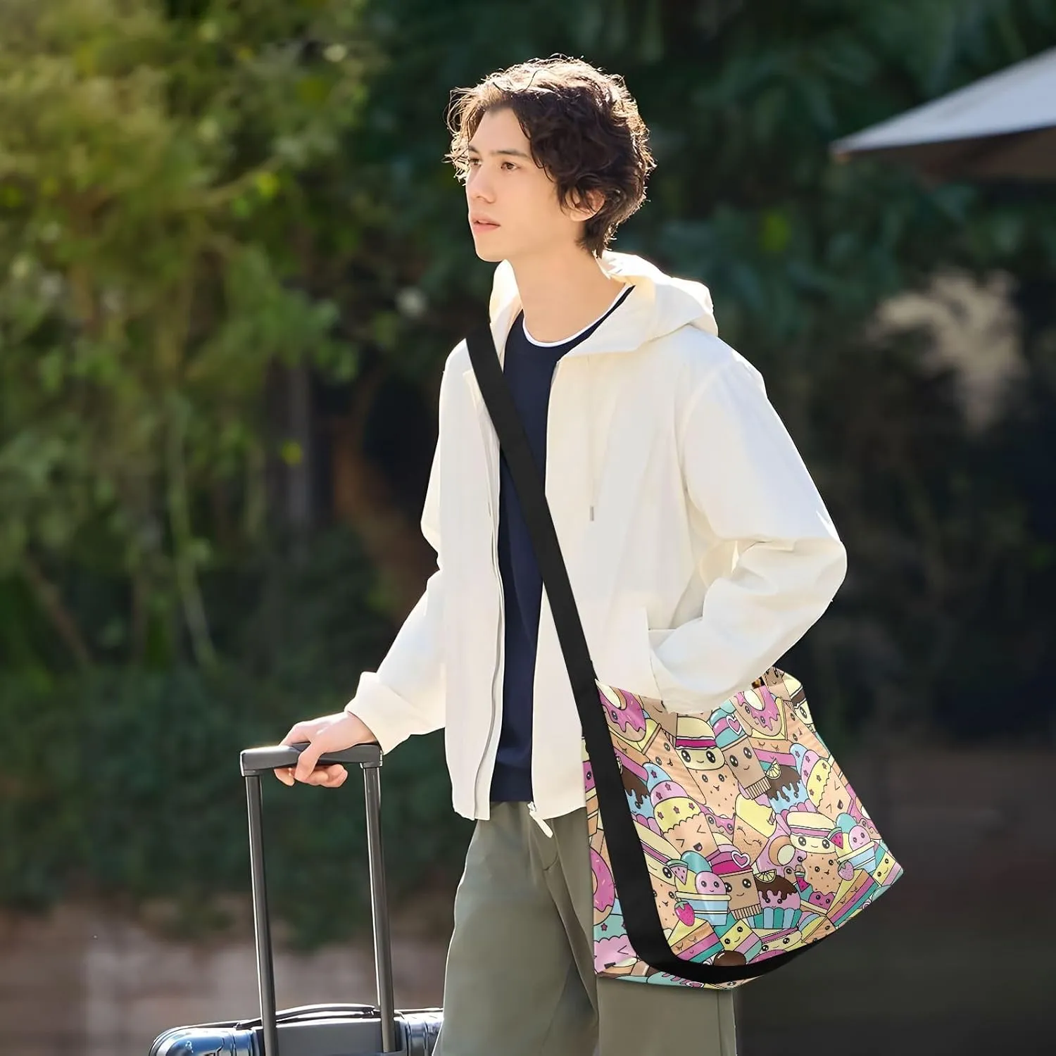 Leather Crossbody Shoulder Tote Bag for Women and Men W/Multi-pocket Casual Purse Messenger Bags Travel Work Multicolor 1